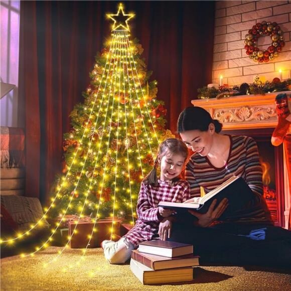 Christmas Decor Lights 344 LED 12FT Christmas Tree Lights with Topper Star - Picture 6 of 7